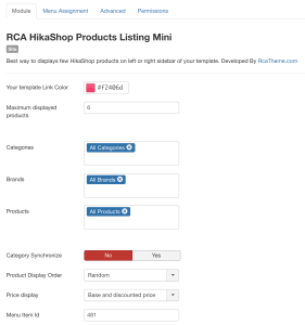 RCA Products Listing Mini for HikaShop 